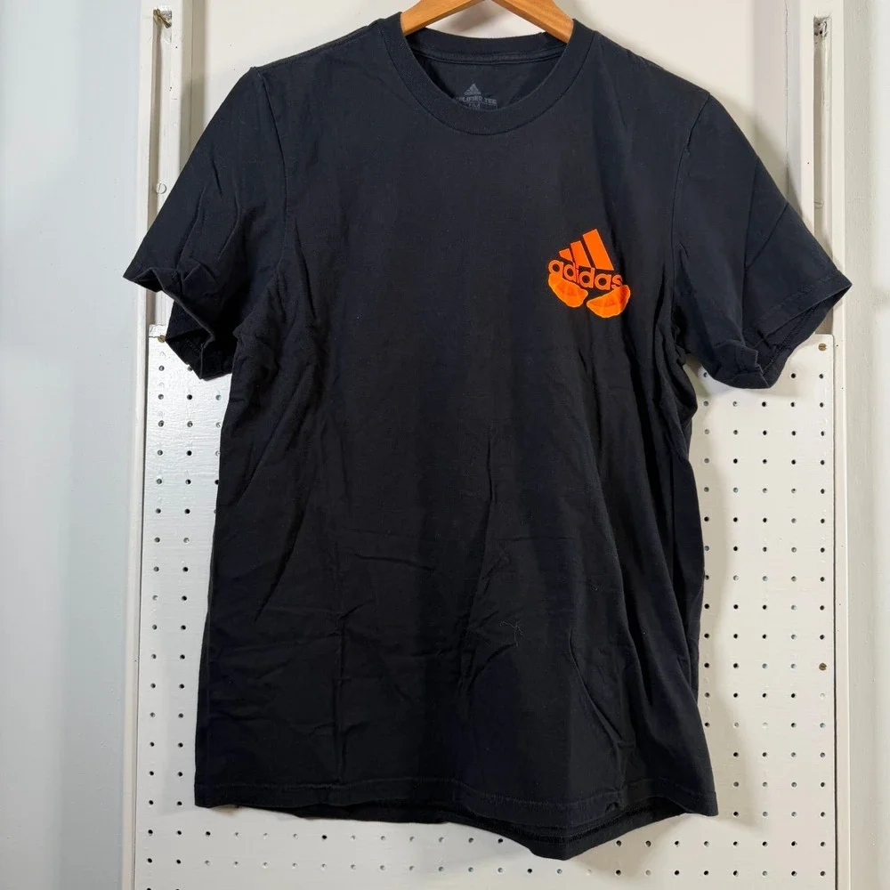 Adidas Amplifier Tee T-Shirt Men's Black Orange Citrus Graphic Crewneck - Medium